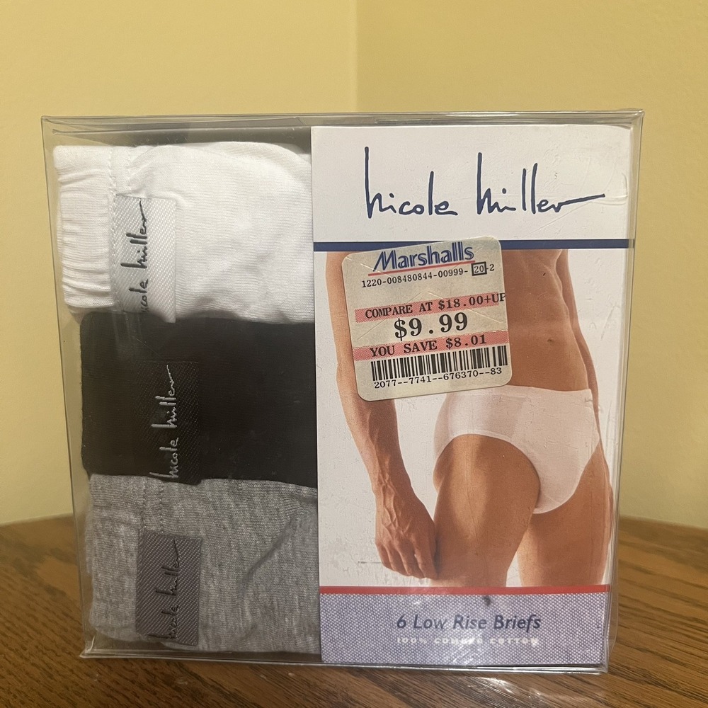 Vtg Y2K Nicole Miller Men's Underwear Low Rise Briefs NEW 100% Combed Cotton